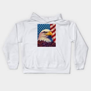 USA America Fourth of July Op Art Bald Eagle July 4th Kids Hoodie